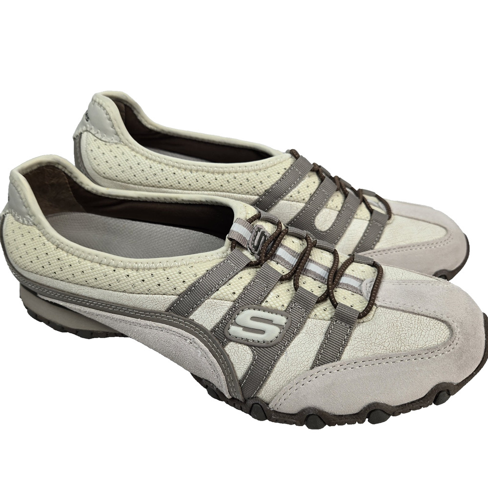 Skechers Bikers Point Blank Slip On Shoes Womens 9 Off White Comfort 21363